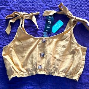 Cute mustard crop top with shoulder ties